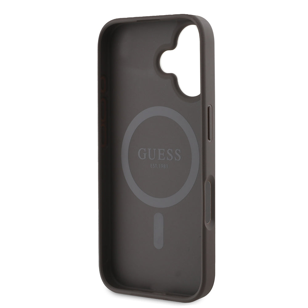 Guess iPhone 16 Orjinal Lisanslı Magsafe Şarj Özellikli PU Üçgen Logo 4G Desenli Telefon Kılıfı-6 Guess iPhone 16 Orjinal Lisanslı Magsafe Şarj Özellikli PU Üçgen Logo 4G Desenli Telefon Kılıfı-6